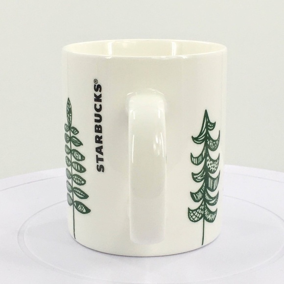 Starbucks Coffee Mug Pine Tree Forest Green & White 2015 Holiday 12 oz Mug - Picture 3 of 8